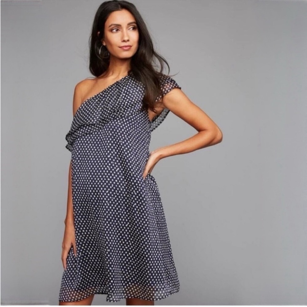 A Pea in the Pod Navy Polka Dot Maternity Dress